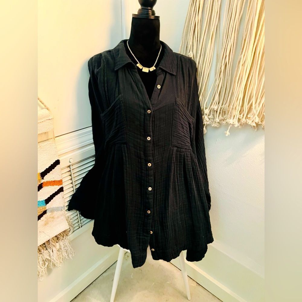 Free People Button Up Tunic Top
